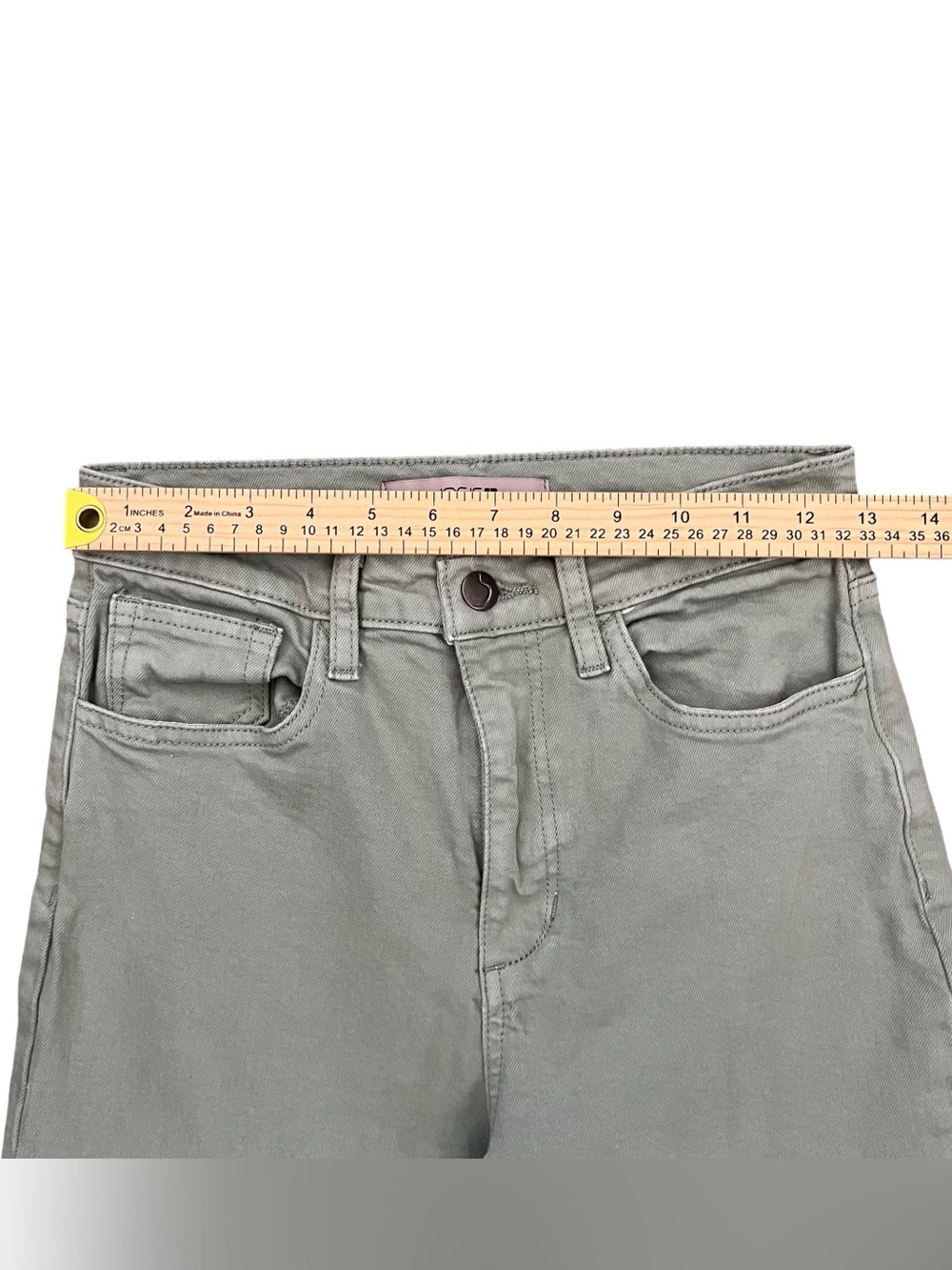 Joe's Jeans High Rise Thyme Green Wide Leg Raw Hem Cropped Pants Sz 26 - Picture 6 of 9